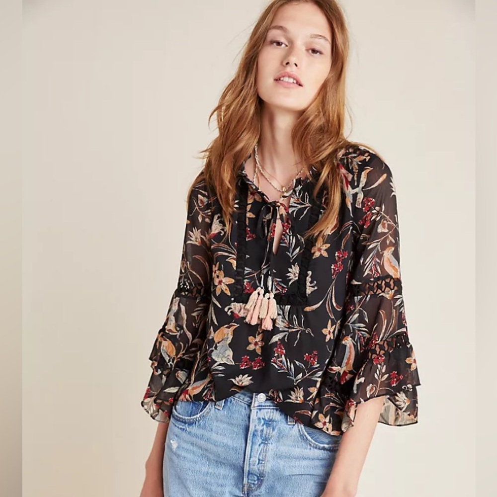 Anthro Maeve SP Odette Floral Top